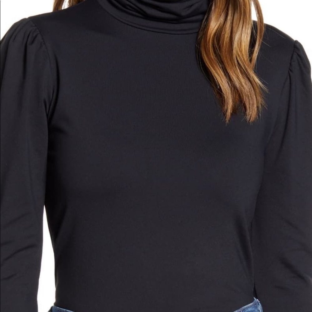 Black Turtle Neck with Puff Sleeve